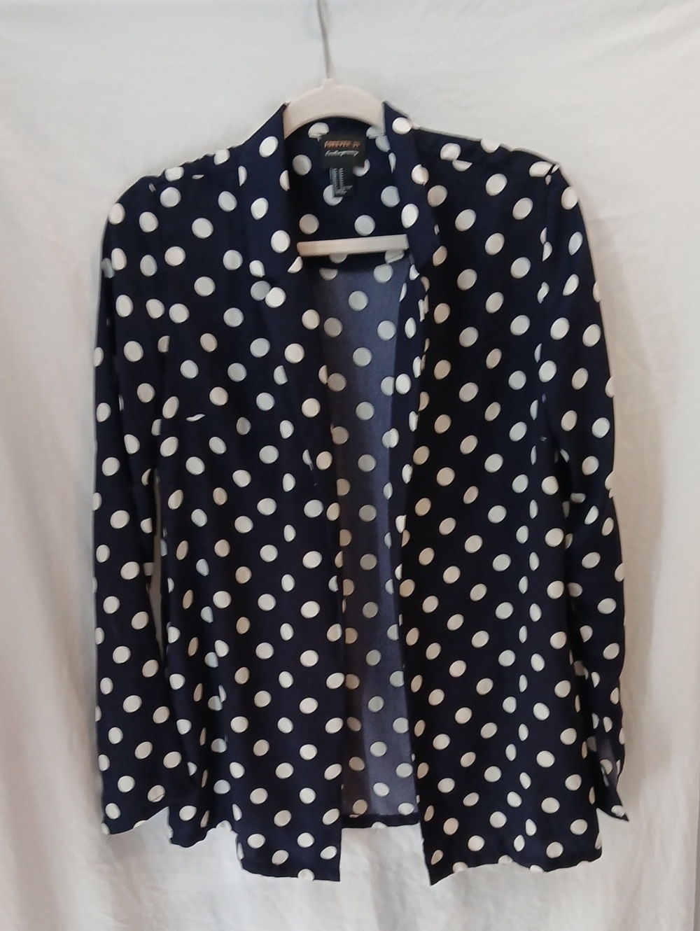 Forever 21 Navy Polka Dot Open-Front Blazer